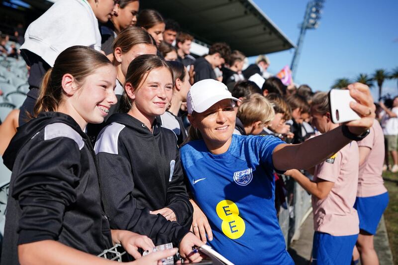 England fans demanded autographs from boss Sarina Wiegman during the open training session