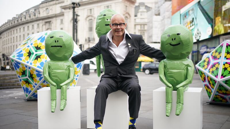 The comedian has unveiled a trail of small green figures in a piece, titled Harry Hill’s Alien Art Adventure.
