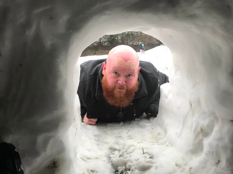 Farran Chandler helped Ben Pickering build an igloo in Hebden Bridge