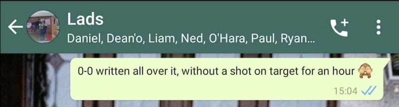 My prediction to the lads&#39; WhatsApp group before Liverpool v United on Sunday. 