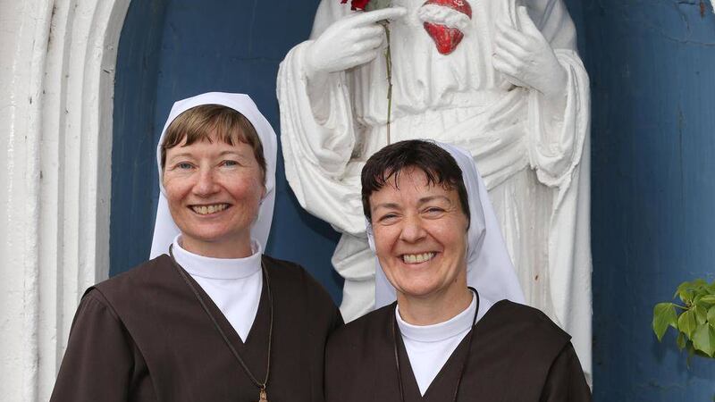 Sisters Martina Purdy and Elaine Kelly who received their veils yesterday at the Adoration Convent in west Belfast. Picture by Hugh Russell 