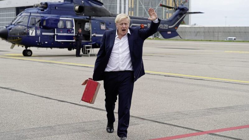 Prime Minister Boris Johnson at Munich Airport after leaving the G7 summit in Schloss Elmau, in the Bavarian Alps, Germany. Photo: Stefan Rousseau/PA Wire. 