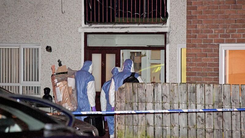 Police seal off Ashleigh Park in Carrickfergus, County Antrim after the death of a man in his 40s.