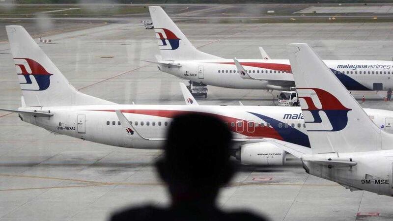 A fleet of Malaysia Airline planes on the tarmac of Kuala Lumpur International Airport, in Malaysia 