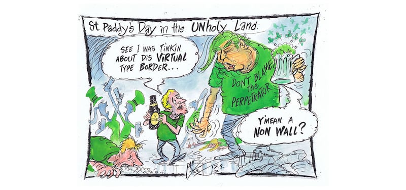 March 17 2017: Enda successfully dances round his &quot;racist Trump&quot; jibes and makes an impassioned plea for the 50,000 &quot;undocumented&quot; non Mexican Irish who live in the US without legal permission &nbsp;