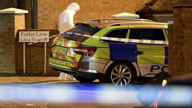 Police and forensics expert at the scene of a shooting on Monday night. Picture by Alan Lewis/ PhotopressBelfast 