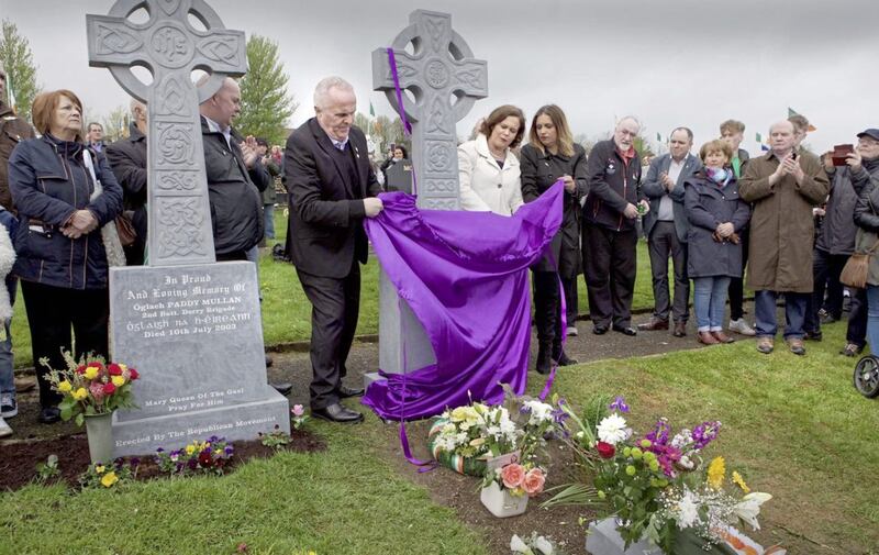The headstone was unveiled by Sinn F&eacute;in deputy leader Mary Lou McDonald TD along with Foyle MLAs Raymond McCartney and Elisha McCallion. Picture by Margaret McLaughlin 