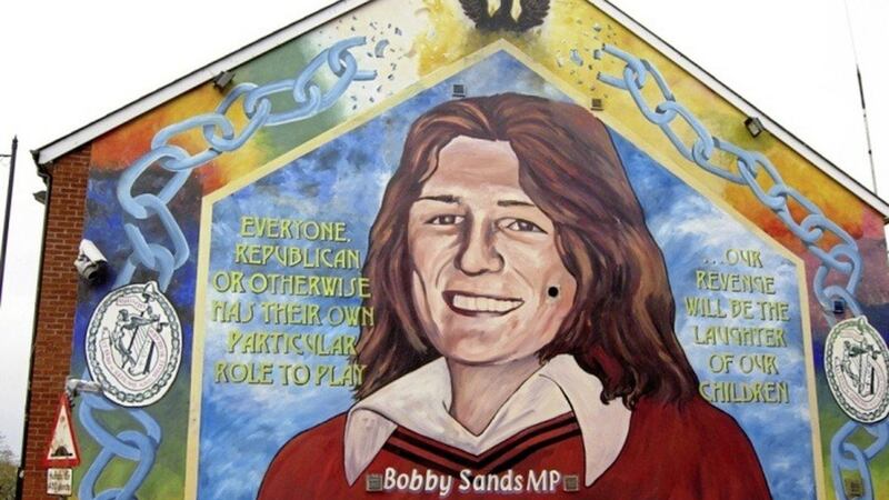The Bobby Sands mural on the Falls Road, west Belfast. 
