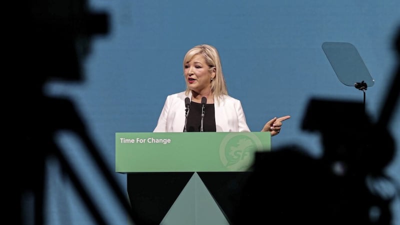 Sinn F&eacute;in vice president Michelle O&#39;Neill speaking at her party&#39;s ard fheis. Picture by Damien Storan/PA Wire 