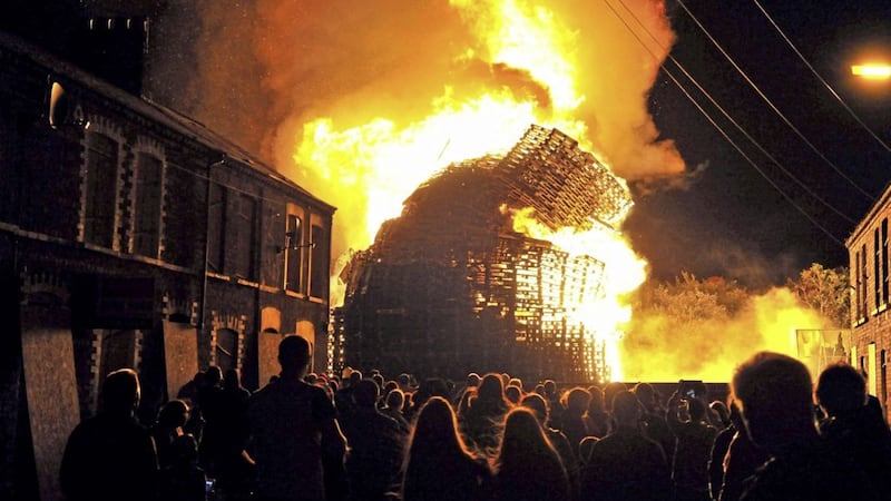 concerns: A bonfire at Chobham Street in east Belfast in 2015 
