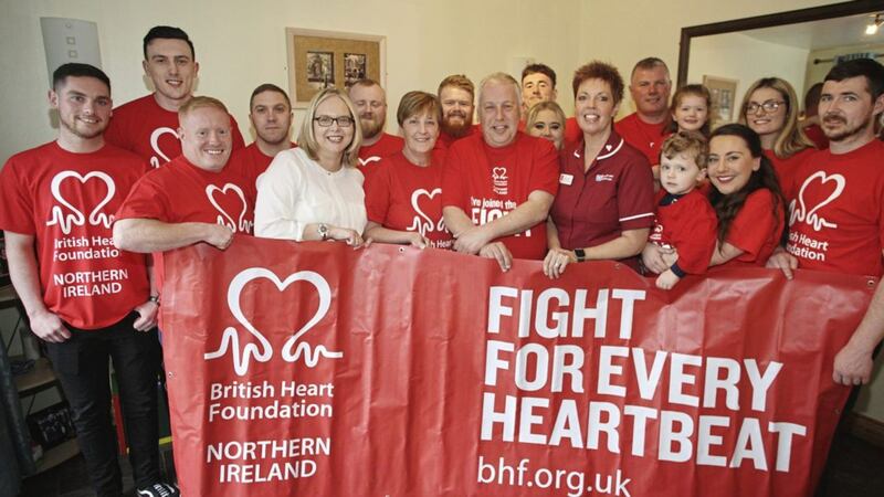 Family and friend of Joe Burns, who will run the Belfast Marathon on Monday in his memory. Picture from BHF NI 