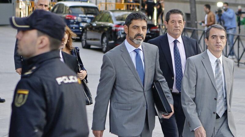Catalan regional police chief Josep Luis Trapero arrives at the national court in Madrid PICTURE: Paul White/AP 