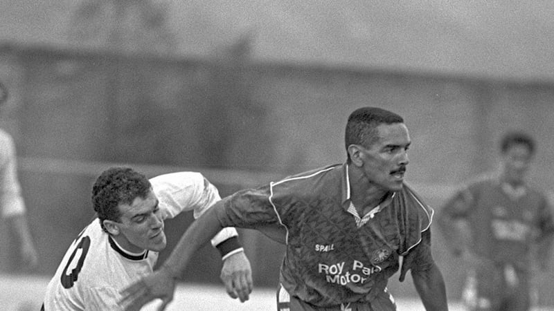 With his exhilarating performances down the right wing, Joey Cunningham was adored at Shamrock Park as part of the Portadown side that enjoyed so much success around the turn of the decade. Picture by Pacemaker 