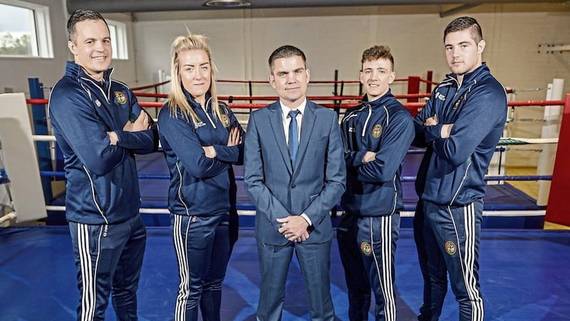 Ireland's High Performance director Bernard Dunne (pictured centre with Ireland's High Performance boxers) was a winner against Canada in Dublin back on July 11 1997