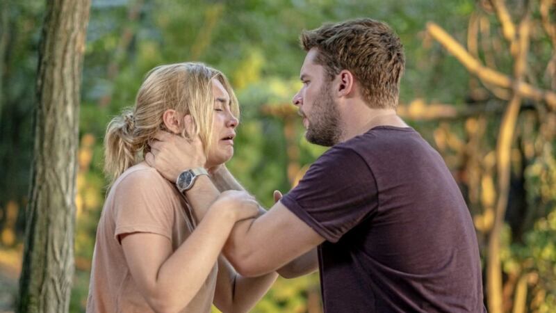 Florence Pugh as Dani and Jack Reynor as Christian in Midsommar 
