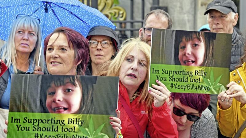 The 'Keep Billy Alive' rally outside Belfast city hall on Saturday. Photo by Alan Lewis, Photopress