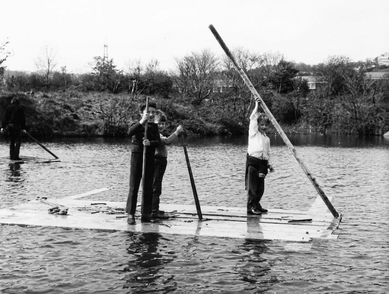 School boys on Half Moon Lake in 1971 