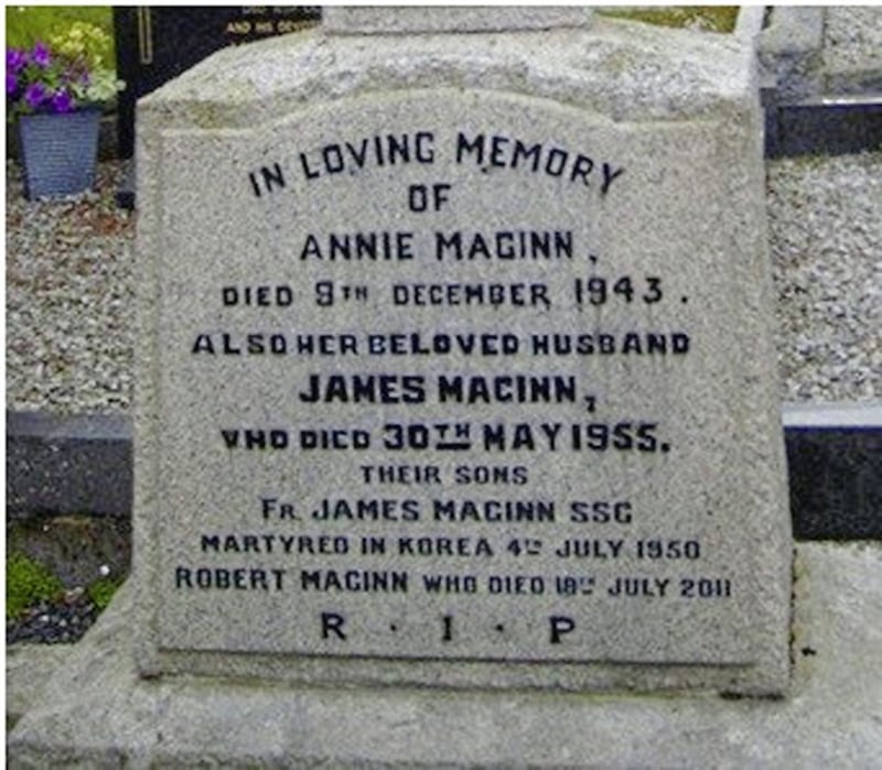 A memorial to Fr James Maginn on the family grave in Newcastle, Co Down