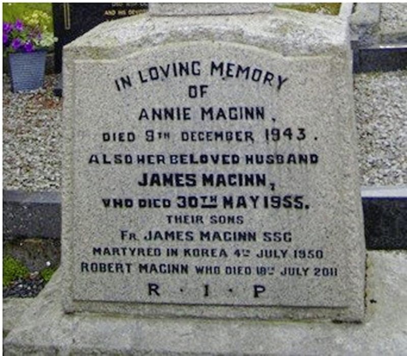 A memorial to Fr James Maginn on the family grave in Newcastle, Co Down 