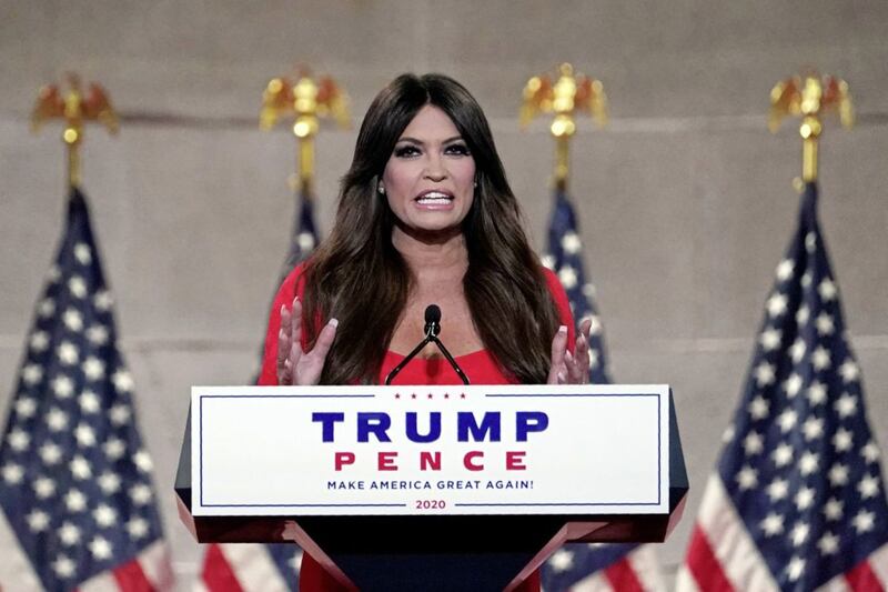 Kim Guilfoyle delivered an unforgettable speech to an empty room. Picture by Susan Walsh/AP 