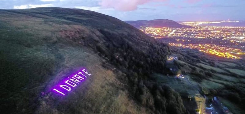 The family was involved in lighting up Black Mountain in Belfast for Organ Donation Week 
