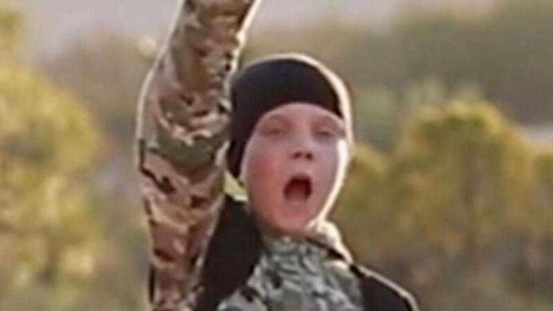 The footage shows one boy captioned as Abu Abdullah al-Britani (the Briton) 