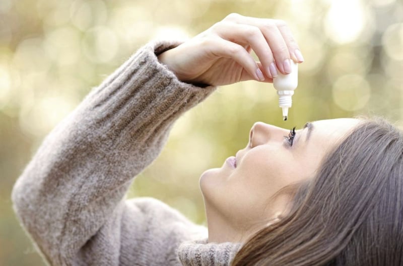 Lubricating drops, available over-the-counter from pharmacies, are sufficient to ease most people&#39;s dry eyes 