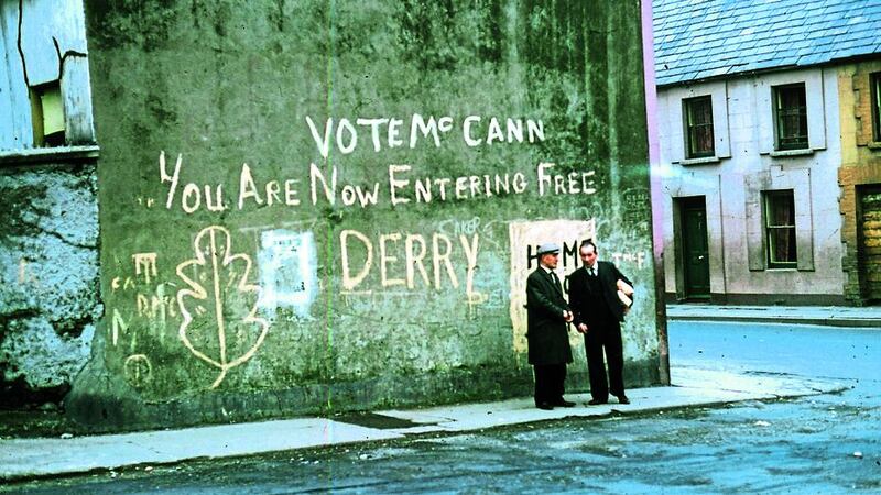 It was early on morning of January 5 1969 that Liam Hillen first wrote the words &quot;You Are Now Entering Free Derry&quot; on the gable wall of 33 Lecky Road. Photograph by Jim Davies, courtesy of the Museum of Free Derry.&nbsp;
