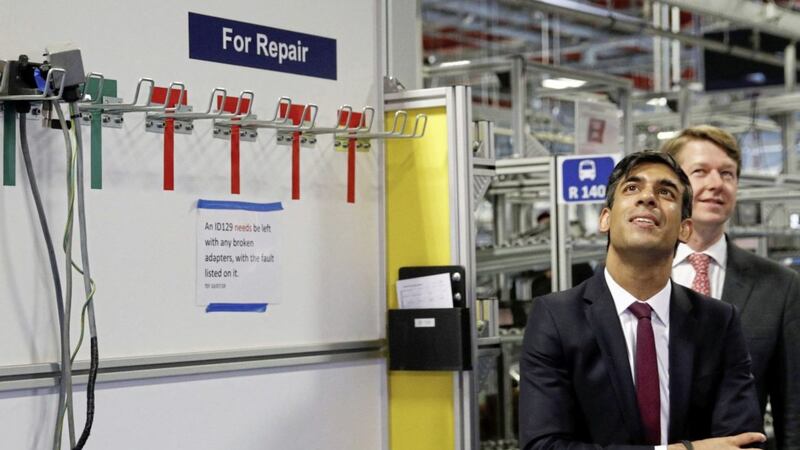Chancellor Rishi Sunak, pictured visiting the Worcester Bosch factory following his summer statement, has laid out plans to get people back to work 