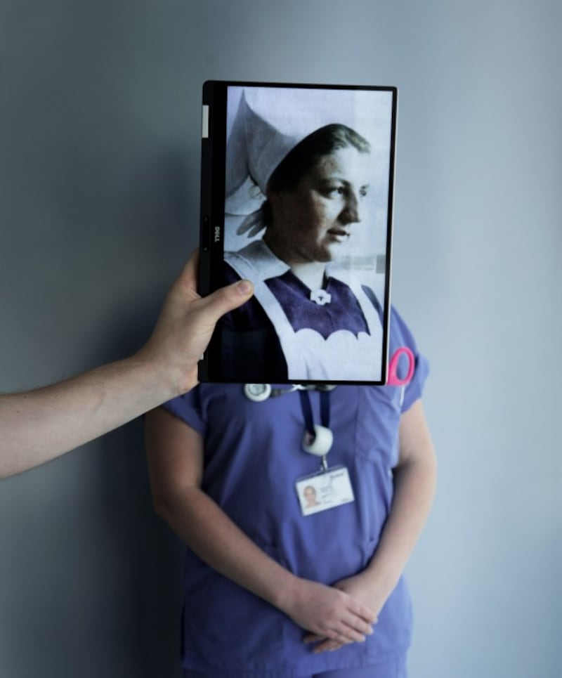 Nurse with image of Victorian equivalent 