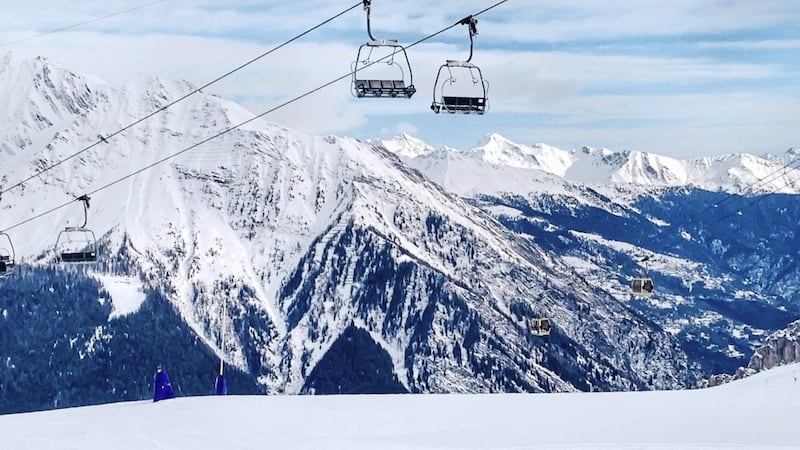 Slopes in the ski resort of Chamonix in the French Alps 