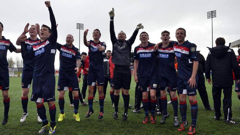 Crusaders players celebrate winning the 2014/15 Irish League title. The fixtures for the 2015/16 season were released today. 