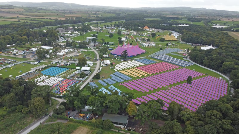 An aerial view of the Electric Picnic festival site at Stradbally in County Laois during their preview day (Niall Carson/PA)
