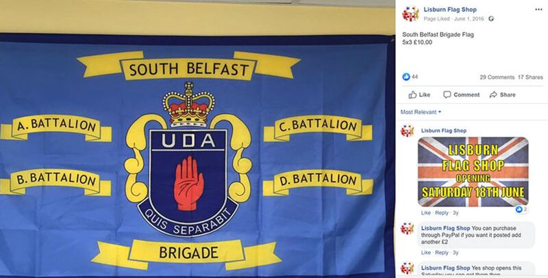 &nbsp;One of the flags advertised on the shop's Facebook page