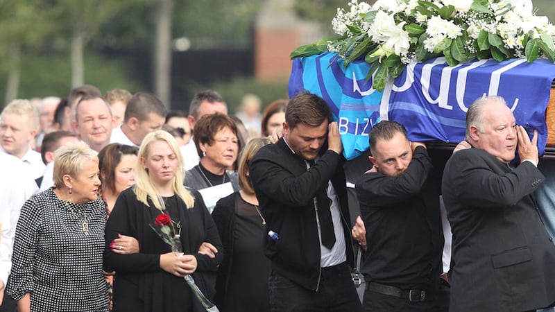 Family and friends of Gerard McMahon attend his funeral in the Short Strand area of Beflast. Picture Matt Bohill&nbsp;