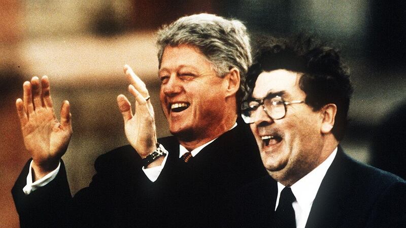 US President Bill Clinton pictured in Derry with John Hume during the president's first visit to Northern Ireland in 1995