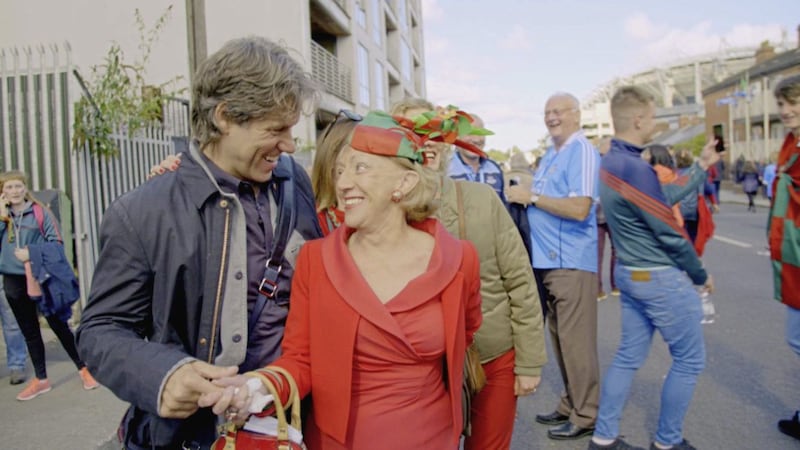 John Bishop with a Mayo fan at this year&#39;s All Ireland football final 