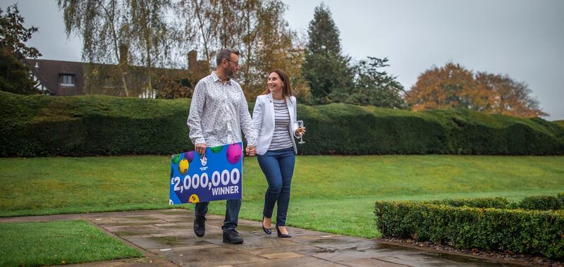 Andrea and Mike Law celebrating their Lotto win. Credit: Camelot/PA