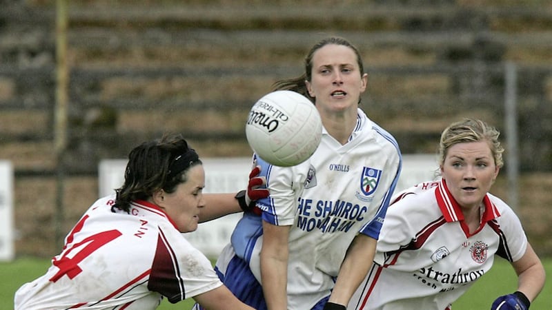 Tyrone&#39;s Eilish Gormley (pictured left) gets to grips with Monaghan&#39;s Therese McNally. This day 20 years ago, she was singled out by Down as one of Tyrone&#39;s biggest threats 