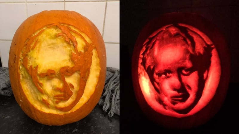A Boris Johnson themed pumpkin