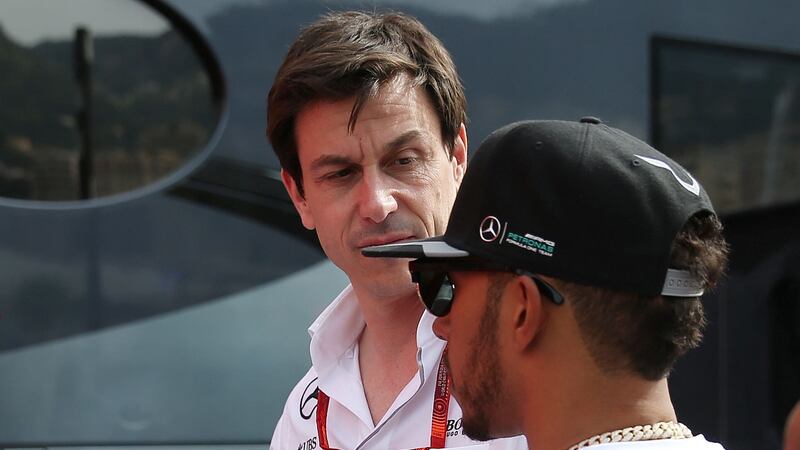 Toto Wolff, left, had words with Lewis Hamilton during the Austrian Grand Prix (PA)
