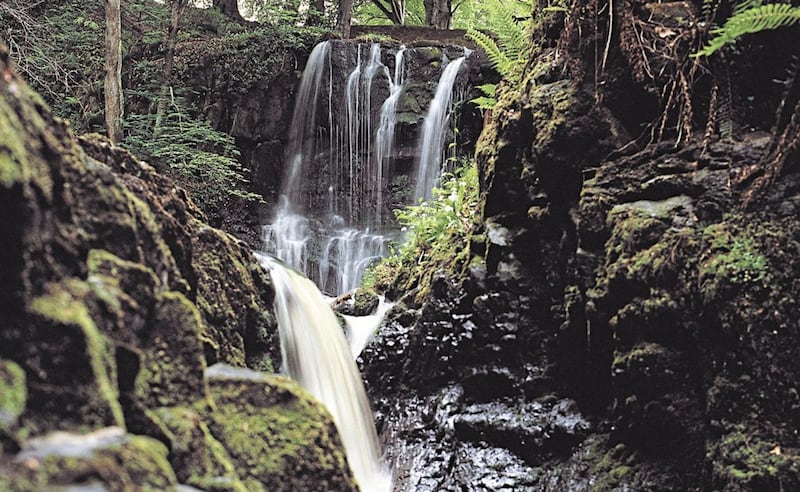 Waterfall at Glenariff forest park in the Glens of Antrim 