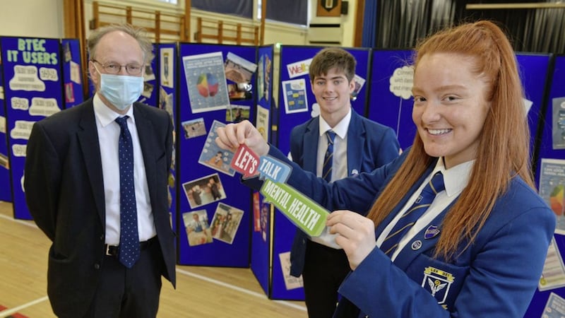 Education Minister Peter Weir set out details of the funding during a visit to St Columbanus College in Bangor                                     