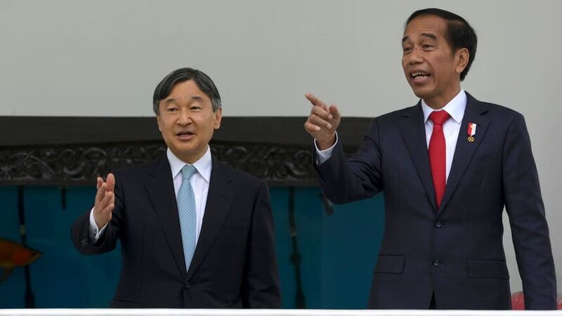 Naruhito’s meeting with President Joko Widodo comes as Japan seeks to deepen ties with developing nations (Pool via AP)