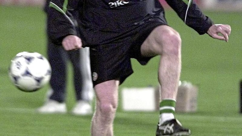 Steve Staunton in his playing days, in a race to be fit to face Macedonia in the Republic of Ireland's crunch World Cup qualifier