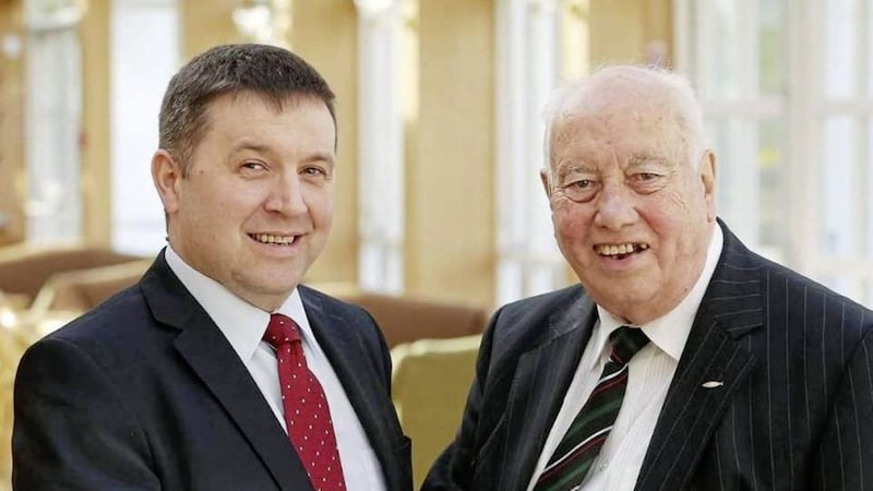 Ulster Unionist leader Robin Swann with the late Rev Dr Robert Coulter 