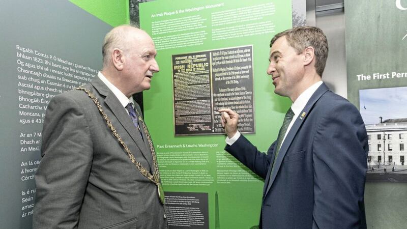 Nial Ring, Lord Mayor of Dublin, with US Embassy Attach&eacute;, Senator Mark Daly at the exhibition 