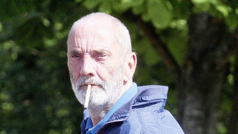 Serial street beggar Alec Getty leaves Coleraine Magistrates where he was given suspended jail term for his latest offence. Picture by Mark Jamieson 