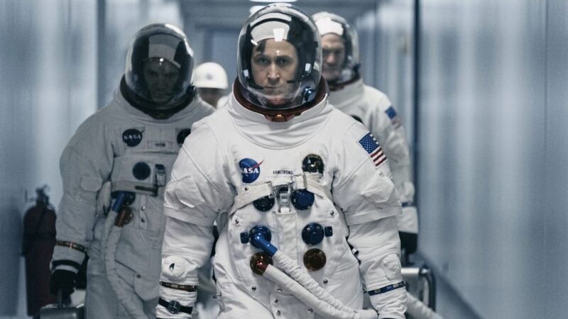 Lukas Haas, Ryan Gosling and Corey Stoll in First Man 