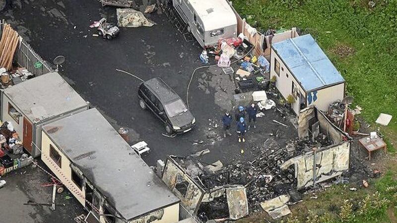 An aerial view of the devastated halting site in south Dublin 